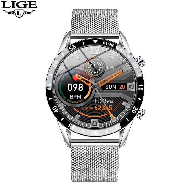 LIGE 2024 Smart Watch Men Full Circle Touch Screen Bluetooth Call Men Smartwatch Waterproof Sport Activity Fitness Watch+Box