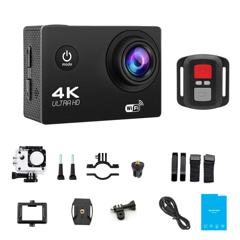 Action Camera Ultra HD 4K/30fps WiFi 2.0-inch 170D Waterproof Helmet Video Recording Cameras Sport Cam With Remote Control