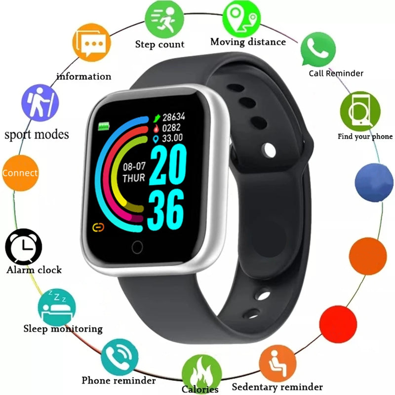 Smart Watch 116Plus D13 Y68 Sport Wristband Running Fitness Monitor Track Heart Rate Message Remind Men Smartwatch Woman Clock